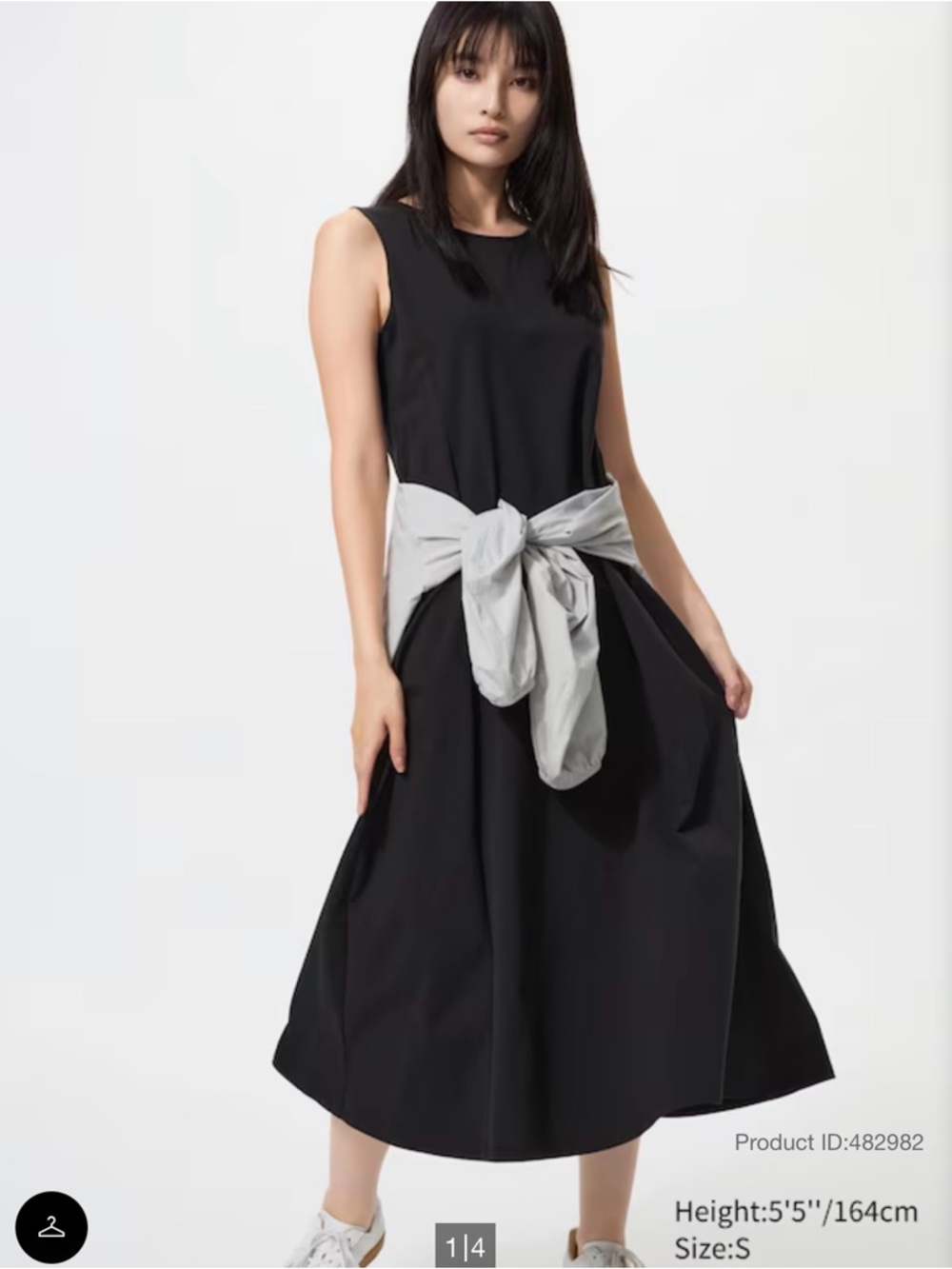 Sleeveless Black Midi Uniqlo Ultra stretch AIRISM Dress size M